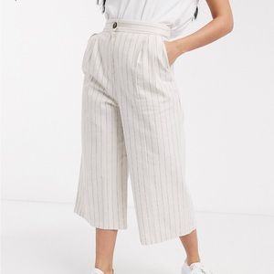 ASOS Design Petite linen culottes in stripe